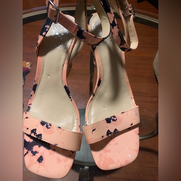Vince Camuto Shoes - Vince Camuto Pink and Navy Ankle-Strap Heels